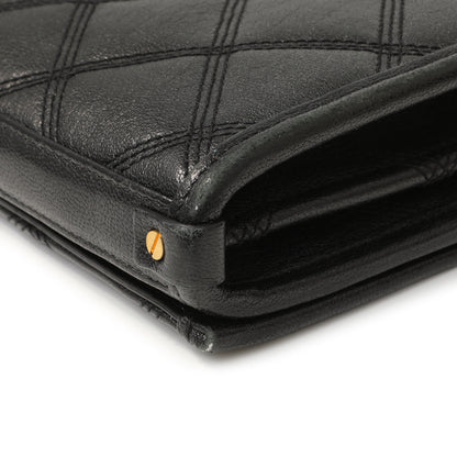 Exclusive Saint Laurent Black Lambskin Diamond Quilted Becky Chain Wallet — Alternate View 9