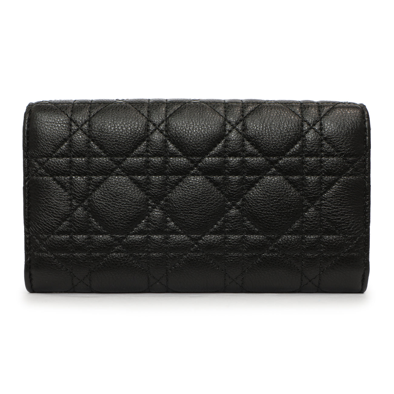 Exclusive Christian Dior Black Supple Calfskin Cannage Caro Wallet — Side View