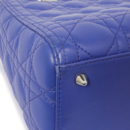 Exclusive Christian Dior Blue Lambskin Cannage Medium Lady Dior — Top View