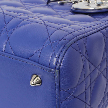 Exclusive Christian Dior Blue Lambskin Cannage Medium Lady Dior — Detail View
