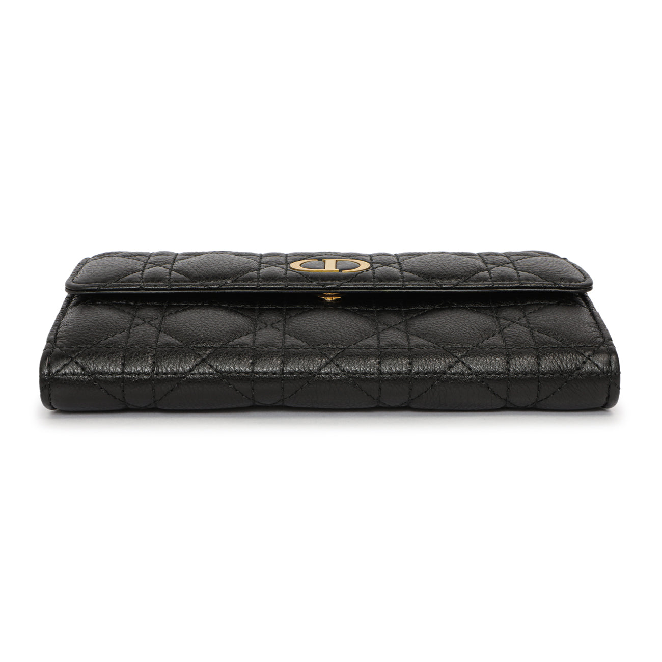 Exclusive Christian Dior Black Supple Calfskin Cannage Caro Wallet — Back View