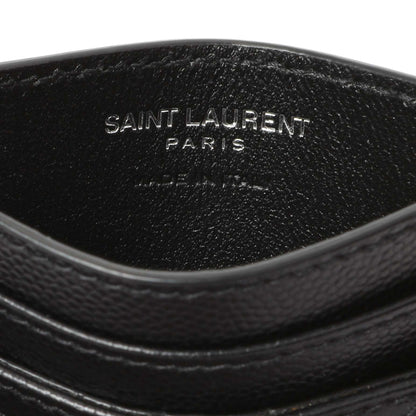 Exclusive Saint Laurent Black Grain De Poudre Matelasse Chevron Monogram Credit Card Case — Detail View