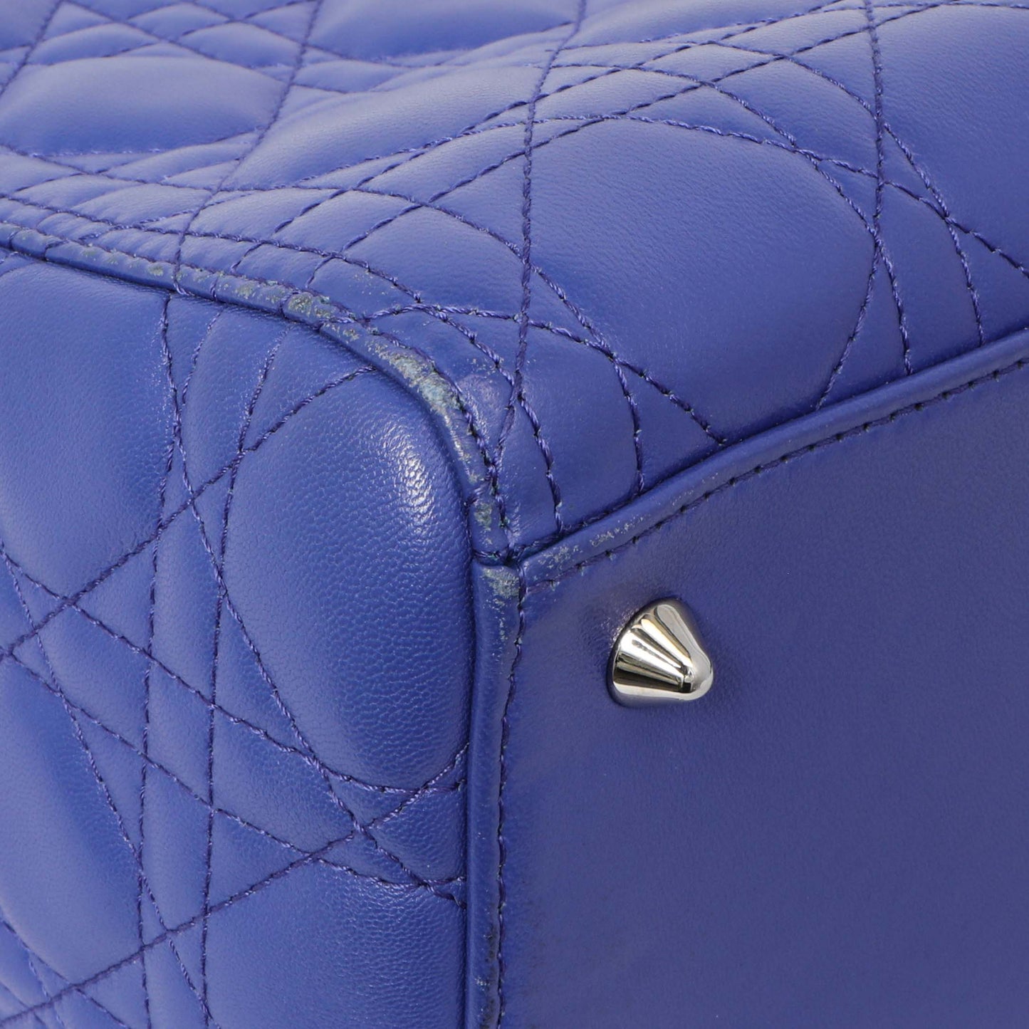 Exclusive Christian Dior Blue Lambskin Cannage Medium Lady Dior — Lifestyle View