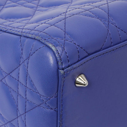 Exclusive Christian Dior Blue Lambskin Cannage Medium Lady Dior — Lifestyle View