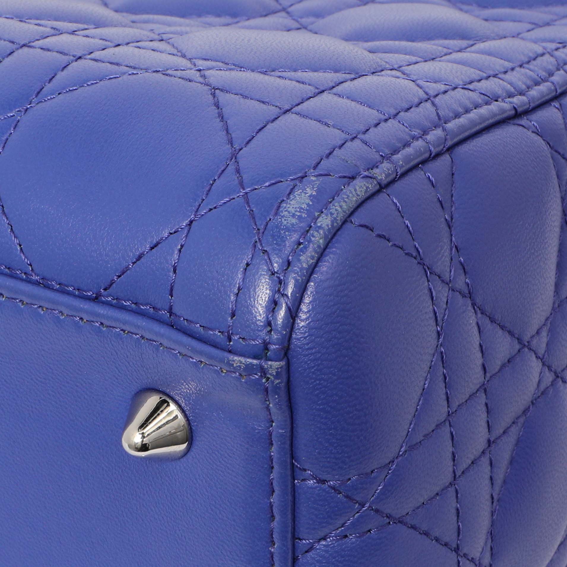 Exclusive Christian Dior Blue Lambskin Cannage Medium Lady Dior — Alternate View 7