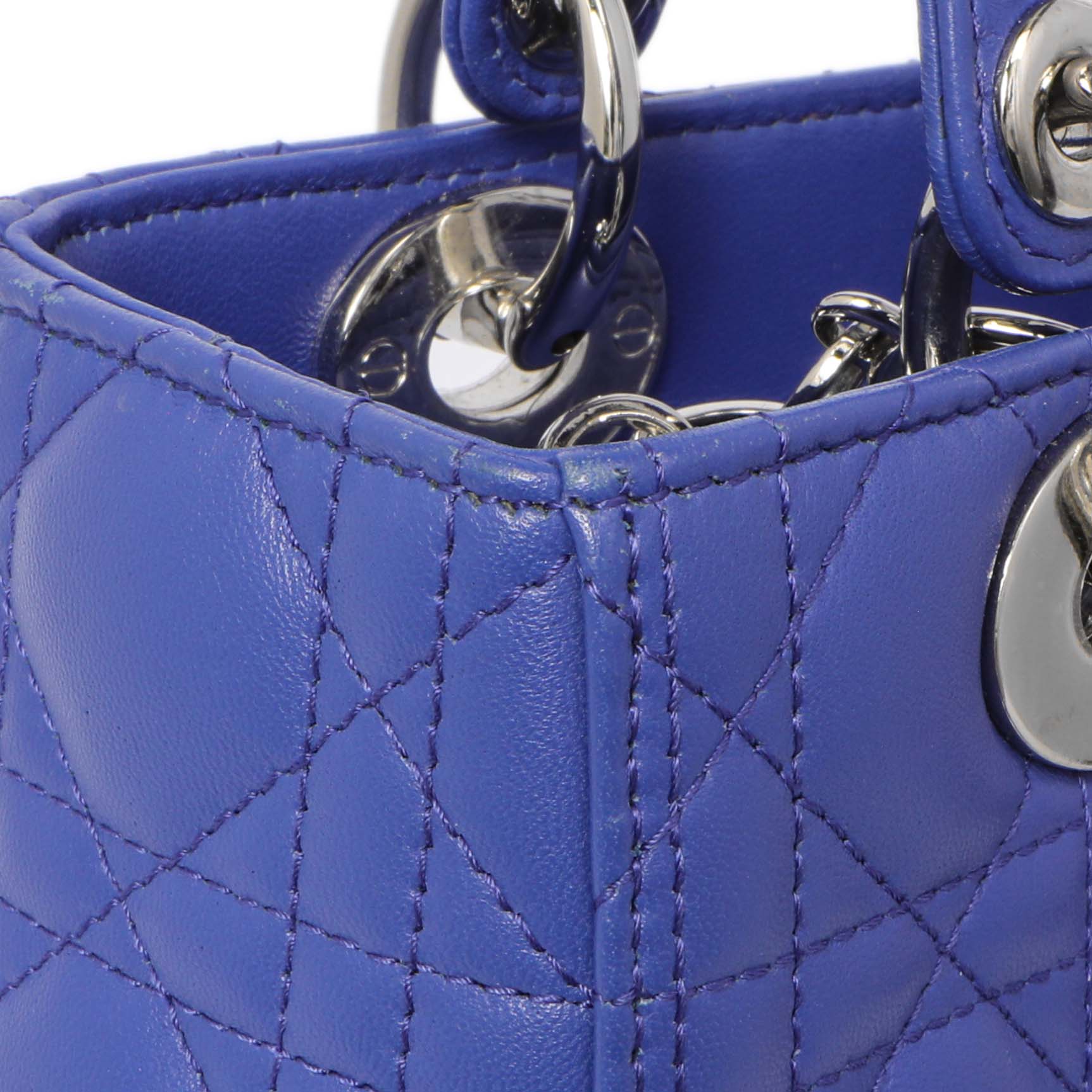 Exclusive Christian Dior Blue Lambskin Cannage Medium Lady Dior — Alternate View 8