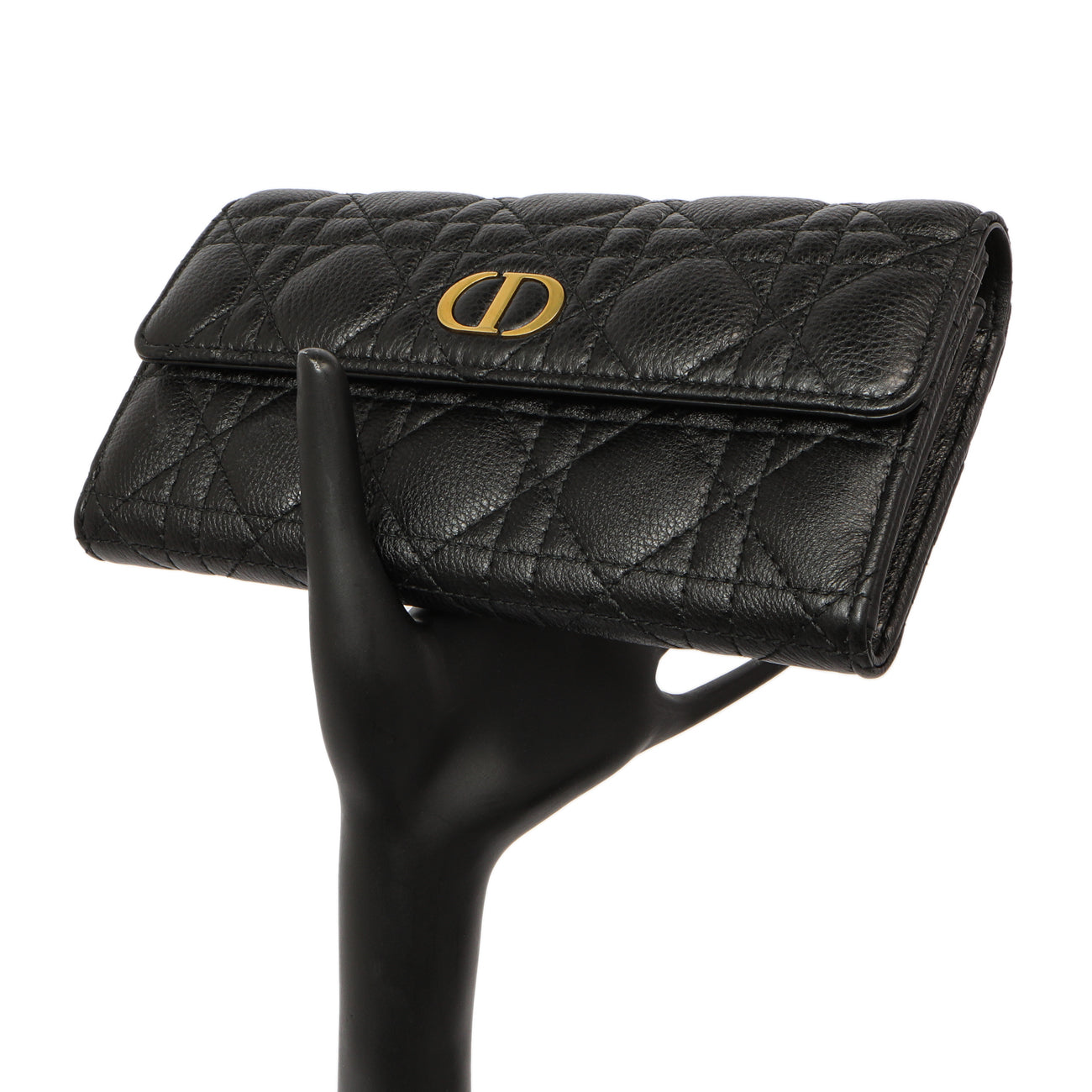 Exclusive Christian Dior Black Supple Calfskin Cannage Caro Wallet — Alternate View 7