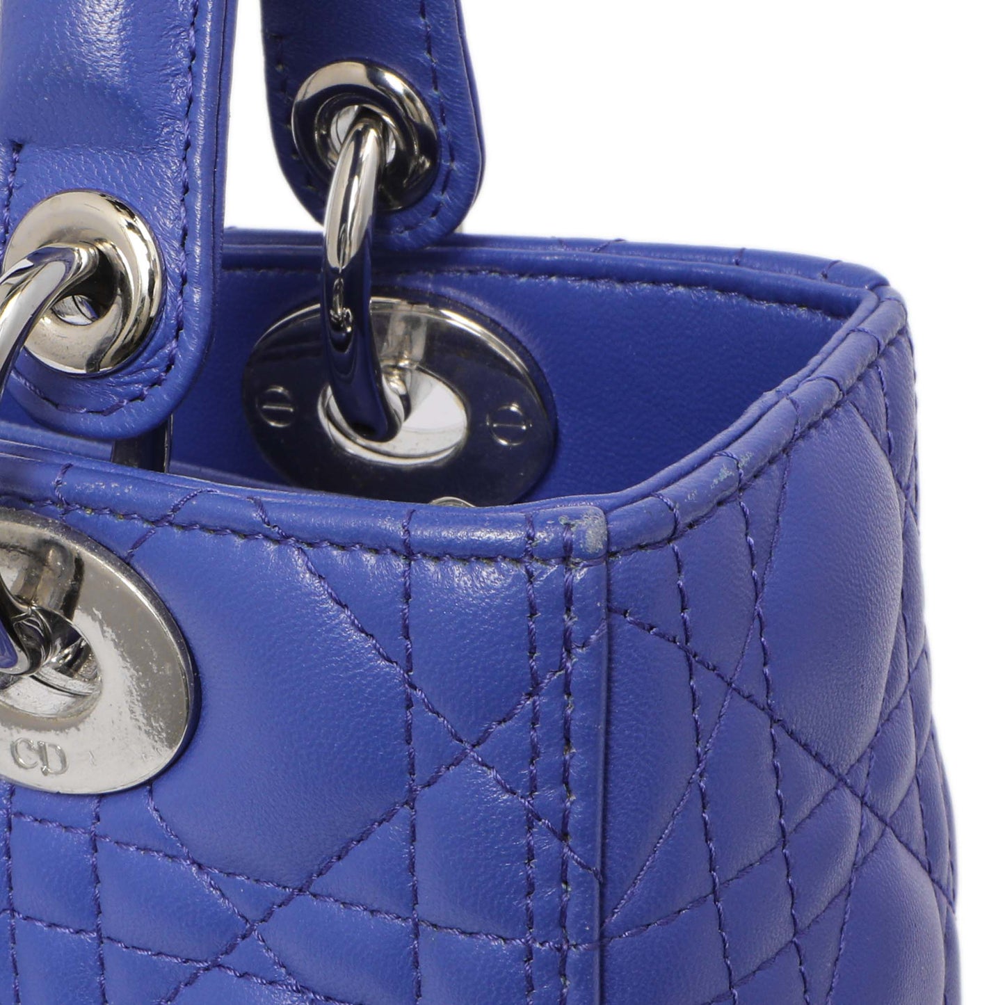 Exclusive Christian Dior Blue Lambskin Cannage Medium Lady Dior — Alternate View 11