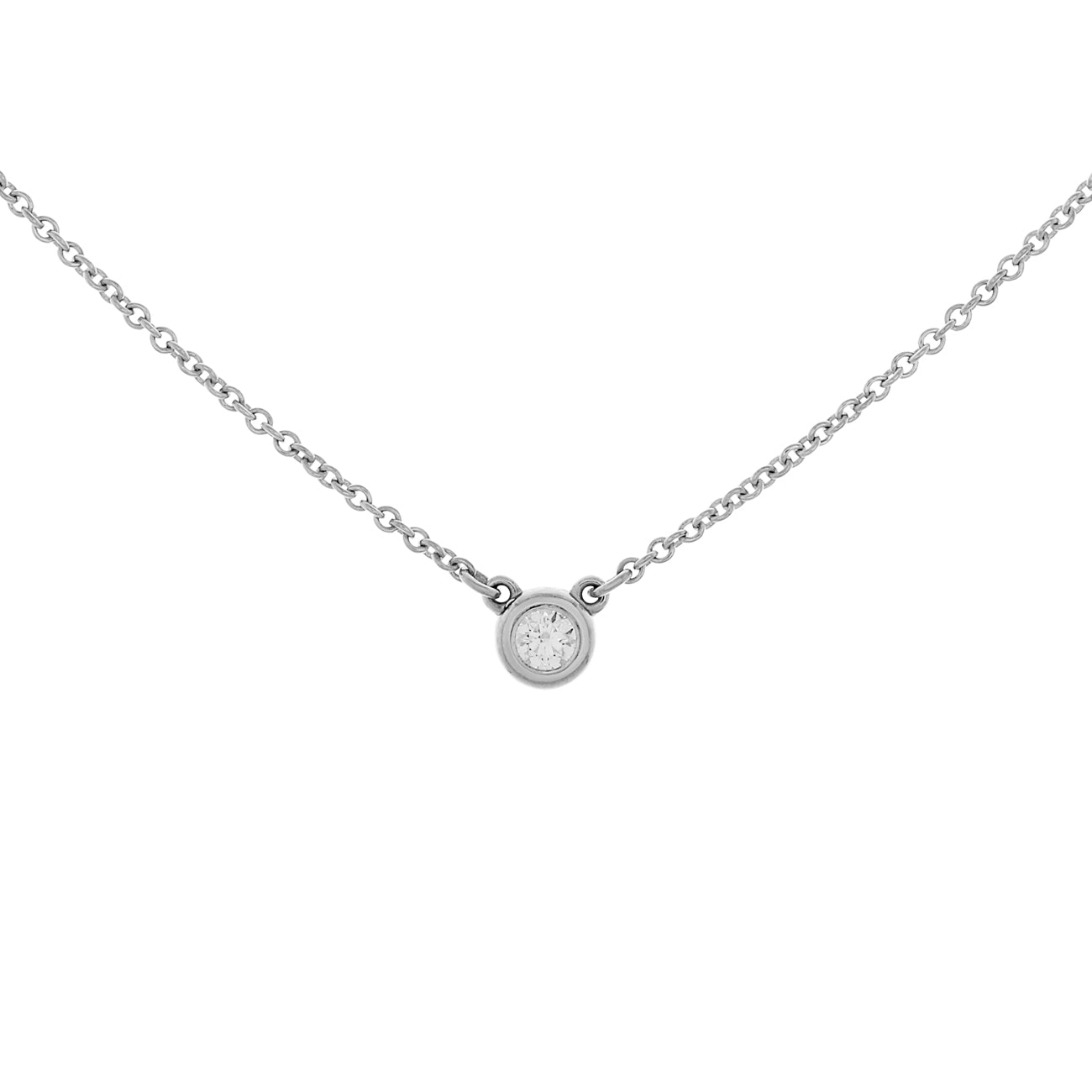 Exclusive Tiffany & Co. Sterling Silver Diamonds by the Yard Single Diamond Pendant — Front View
