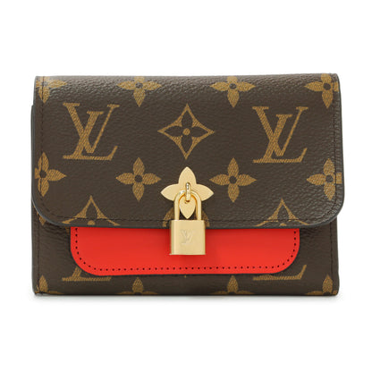 Exclusive Louis Vuitton Monogram Coquelicot Flower Lock Compact Wallet — Front View