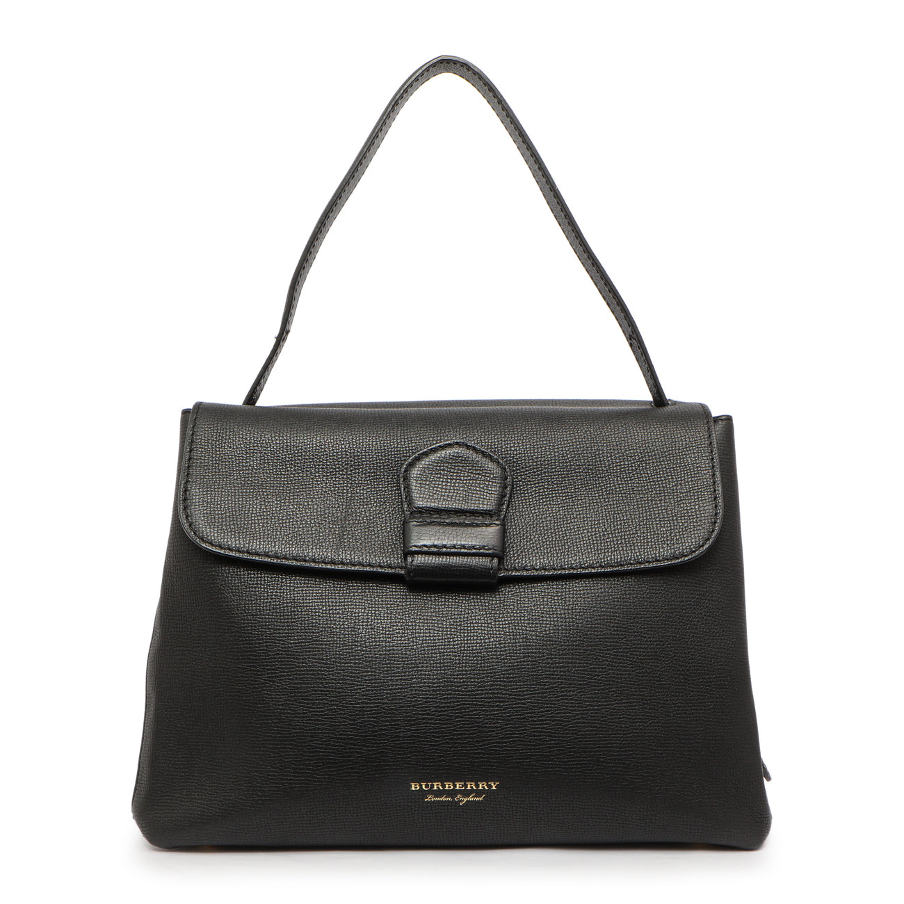 Exclusive Burberry Black Derby Calfskin House Check Medium Camberley — Front View
