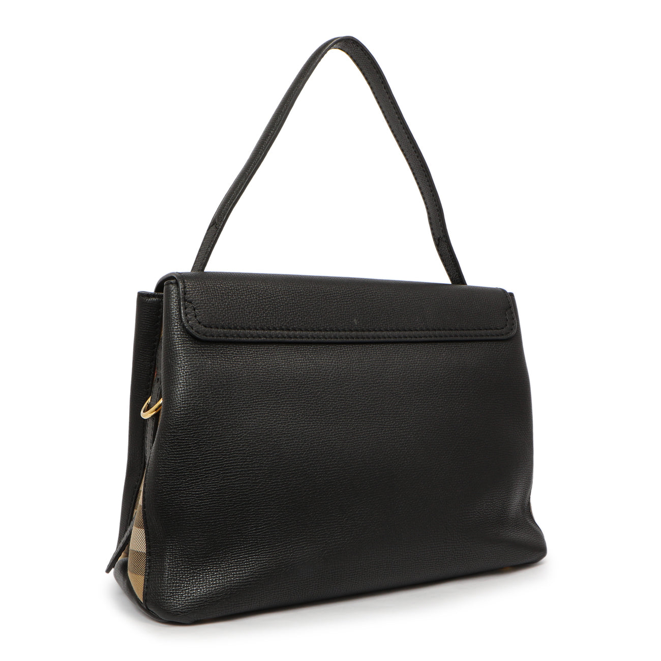 Exclusive Burberry Black Derby Calfskin House Check Medium Camberley — Side View