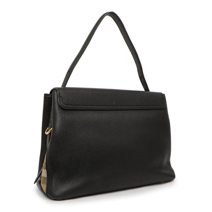 Exclusive Burberry Black Derby Calfskin House Check Medium Camberley — Side View