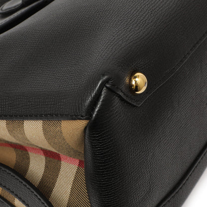 Exclusive Burberry Black Derby Calfskin House Check Medium Camberley — Detail View