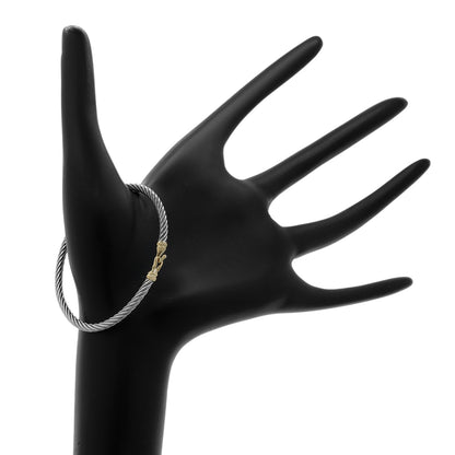 Exclusive David Yurman Sterling Silver 18K Yellow Gold 3mm Buckle Cable Bracelet — Back View
