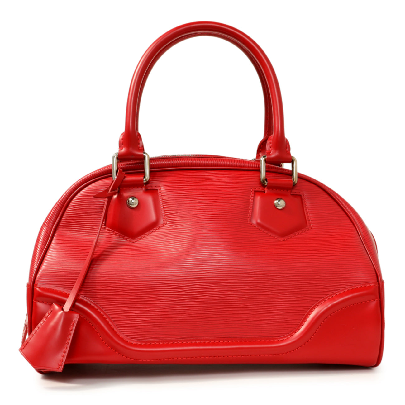 Exclusive Louis Vuitton Rouge Epi Bowling Montaigne PM — Front View