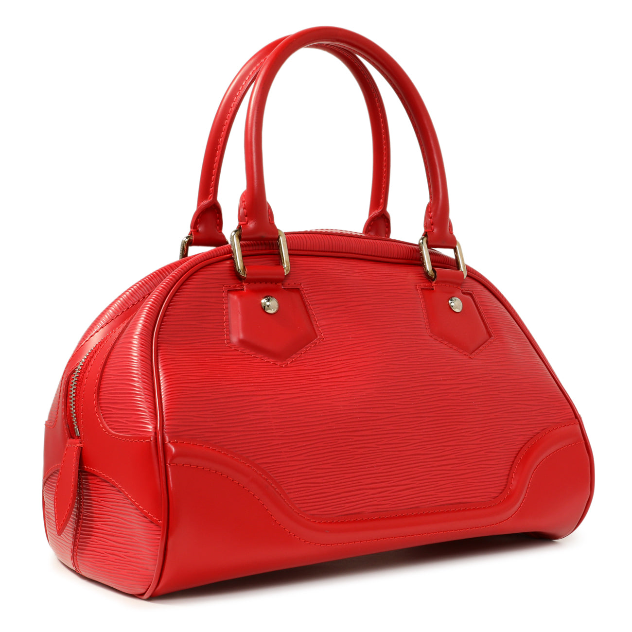 Exclusive Louis Vuitton Rouge Epi Bowling Montaigne PM — Side View