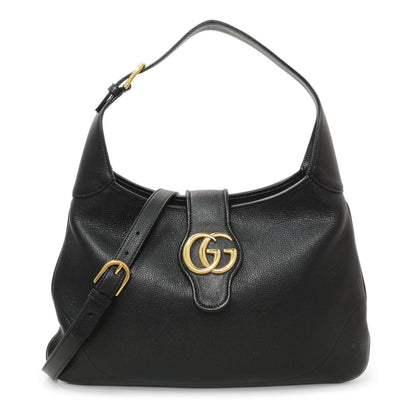 Exclusive Gucci Black Goatskin Medium Aphrodite Shoulder Bag — Front View