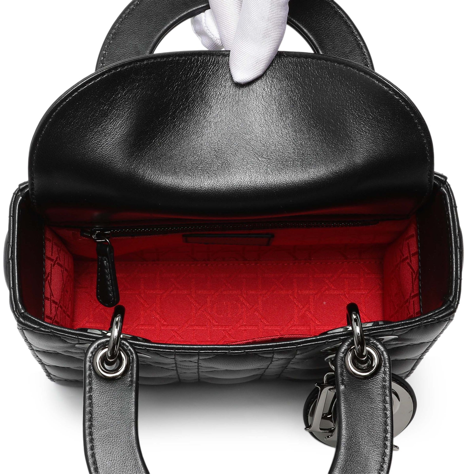 Exclusive Christian Dior Black Lambskin Cannage Small My ABCDior Lady Dior — Top View