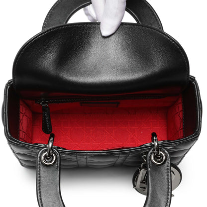 Exclusive Christian Dior Black Lambskin Cannage Small My ABCDior Lady Dior — Top View