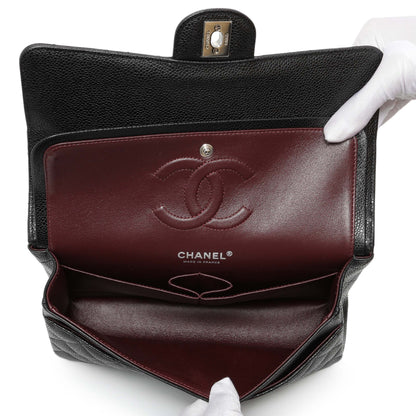 Exclusive Chanel Black Quilted Caviar Medium Classic Double Flap — Top View
