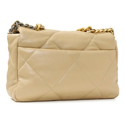 Exclusive Chanel Beige Quilted Lambskin Medium Chanel 19 Flap — Back View