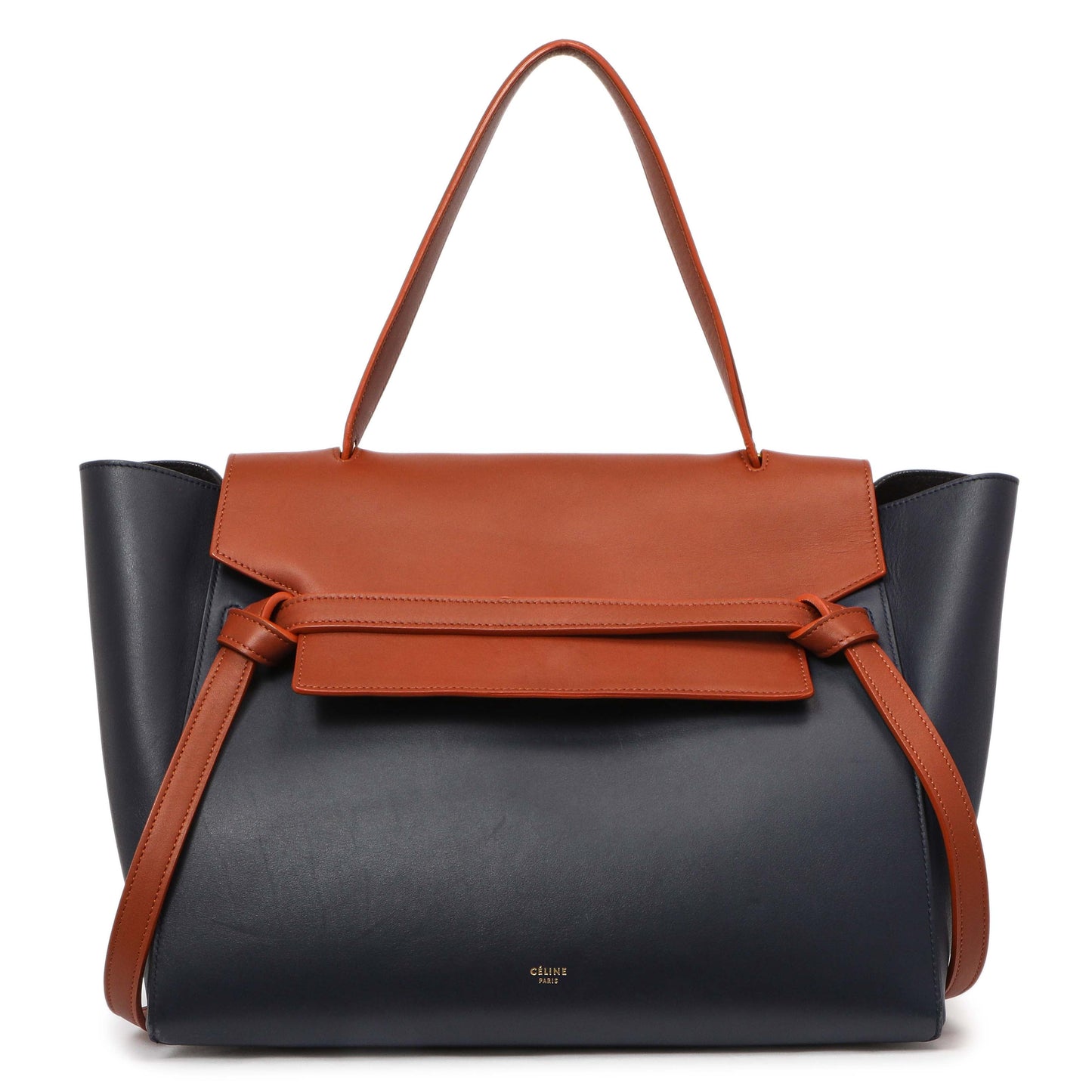 Exclusive Celine Navy Brown Smooth Calfskin Small Belt Bag — Front View