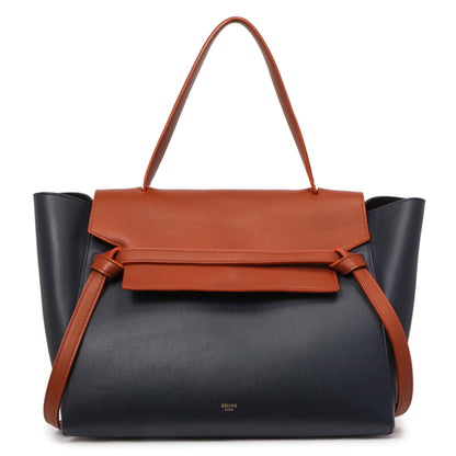 Exclusive Celine Navy Brown Smooth Calfskin Small Belt Bag — Front View