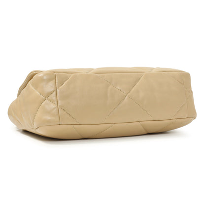 Exclusive Chanel Beige Quilted Lambskin Medium Chanel 19 Flap — Top View