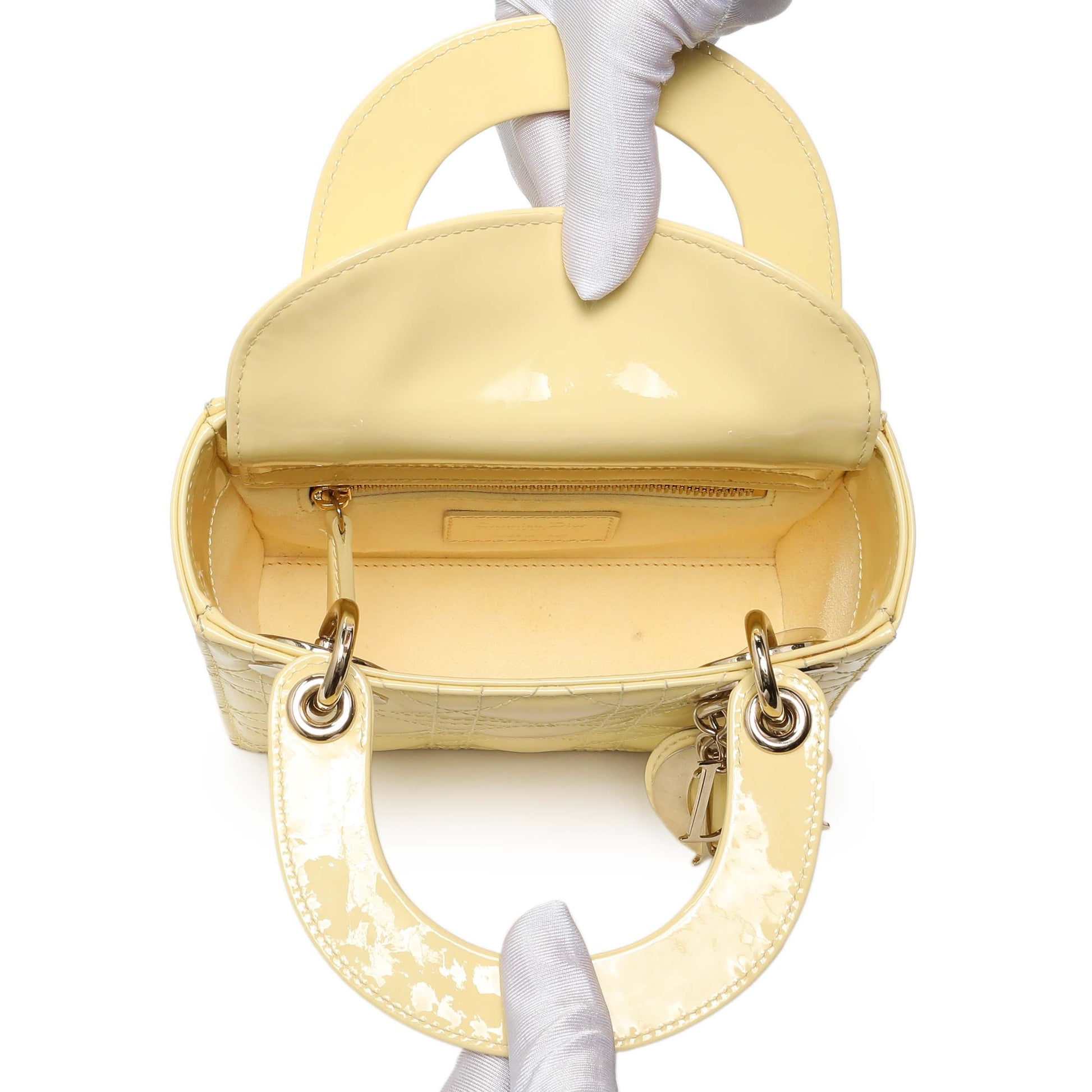 Exclusive Christian Dior Yellow Patent Cannage Mini Lady Dior — Alternate View 8