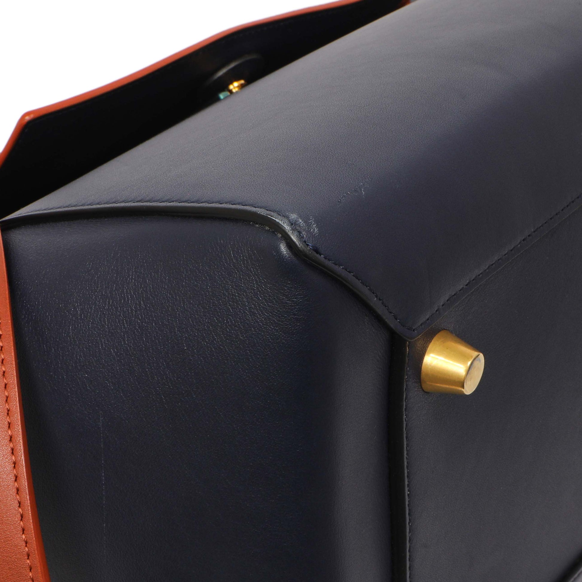 Exclusive Celine Navy Brown Smooth Calfskin Small Belt Bag — Top View