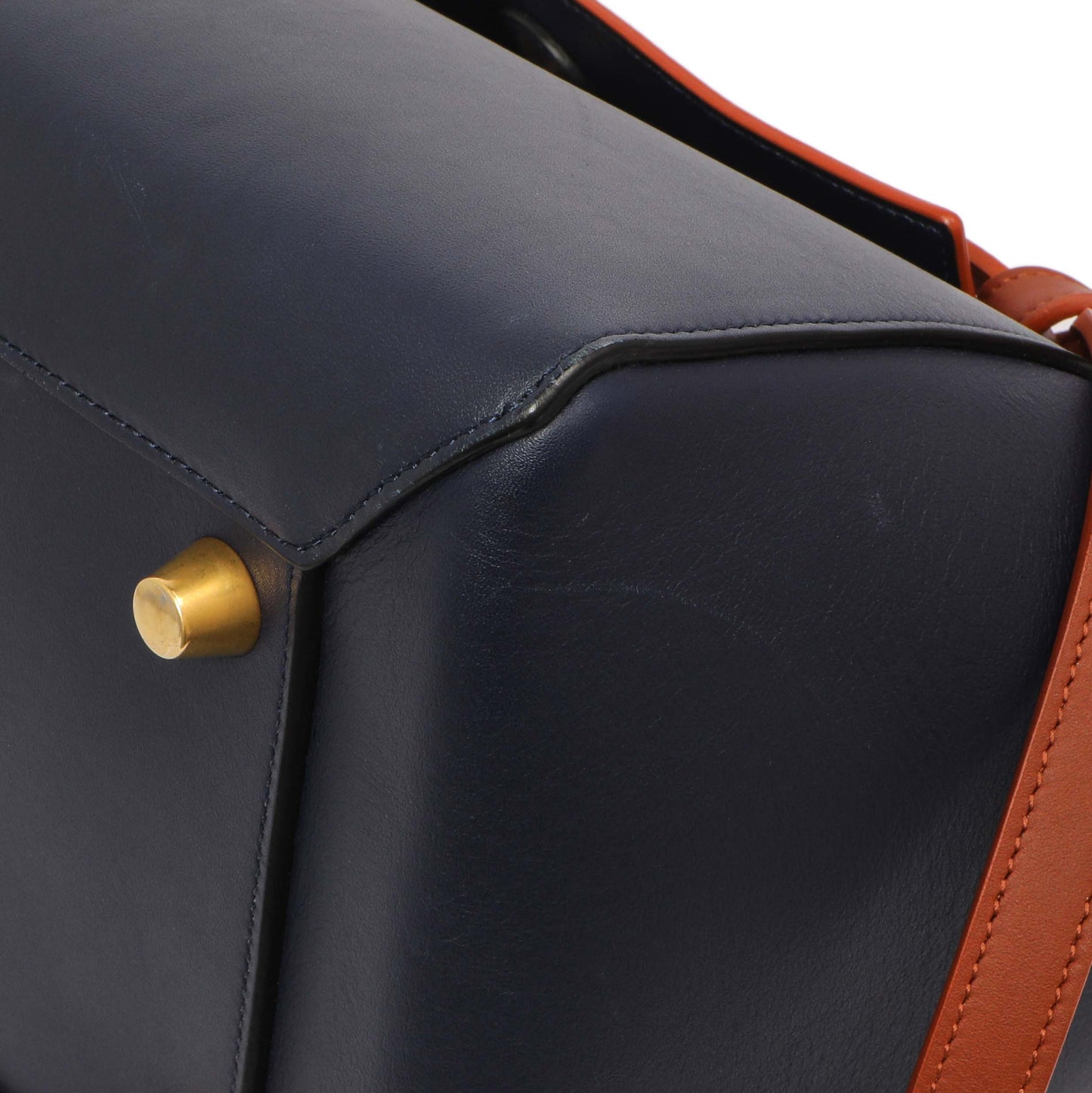 Exclusive Celine Navy Brown Smooth Calfskin Small Belt Bag — Detail View