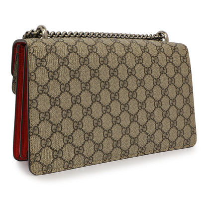 Exclusive Gucci Red GG Supreme Monogram Small Dionysus Shoulder Bag — Back View