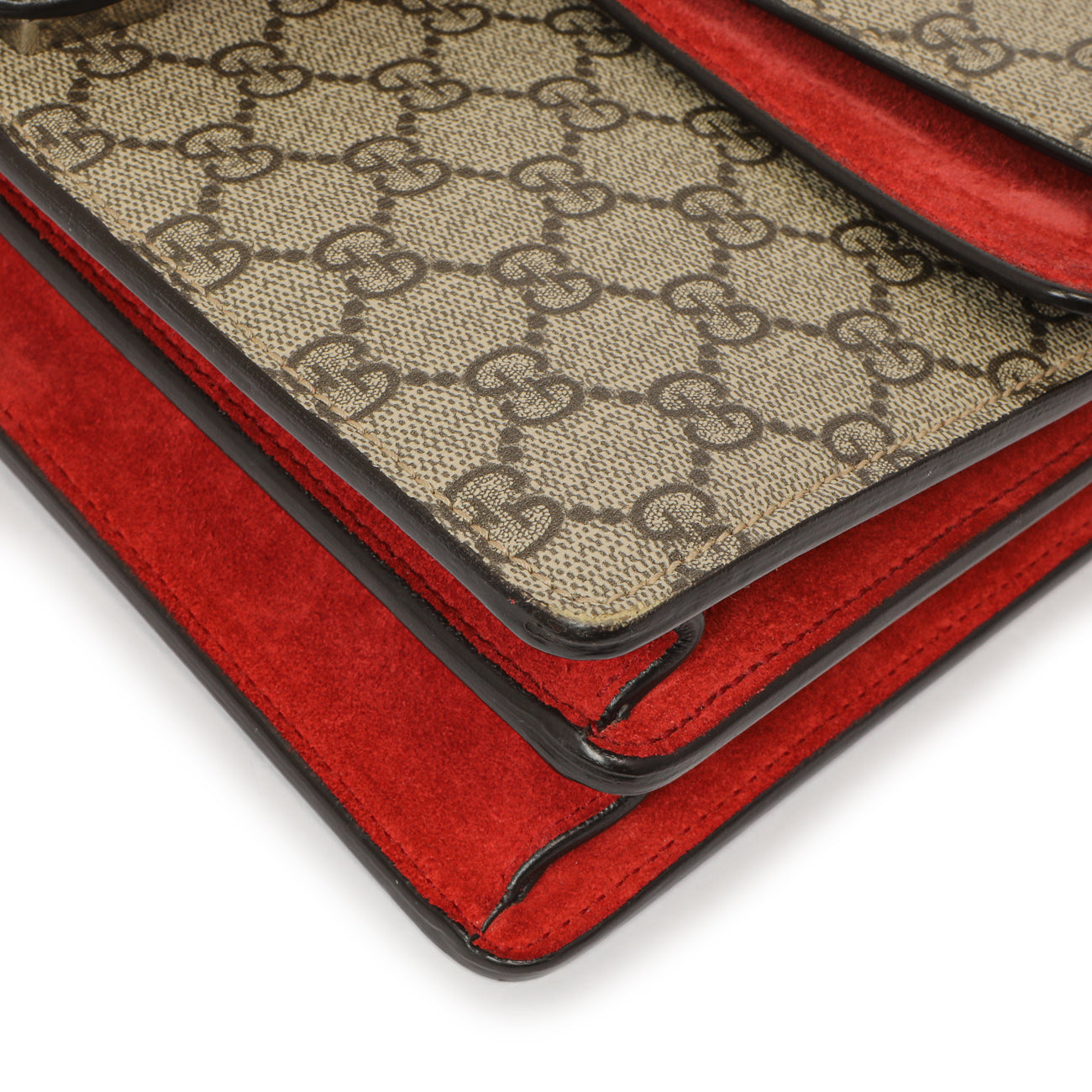 Exclusive Gucci Red GG Supreme Monogram Small Dionysus Shoulder Bag — Lifestyle View