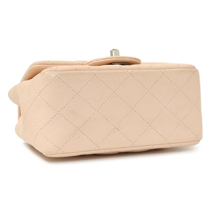 Exclusive Chanel Light Pink Quilted Caviar Mini Square Flap — Back View