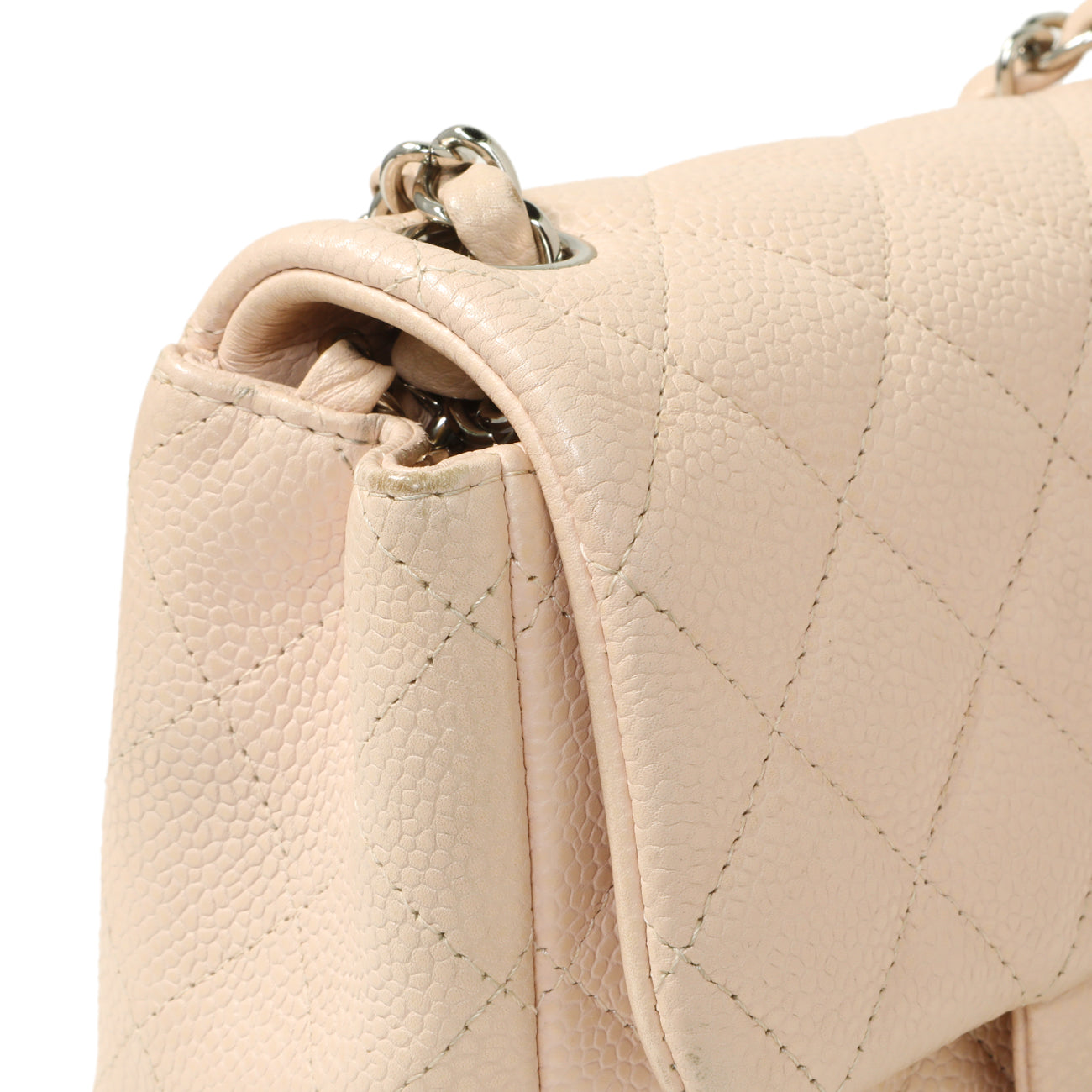 Exclusive Chanel Light Pink Quilted Caviar Mini Square Flap — Alternate View 11