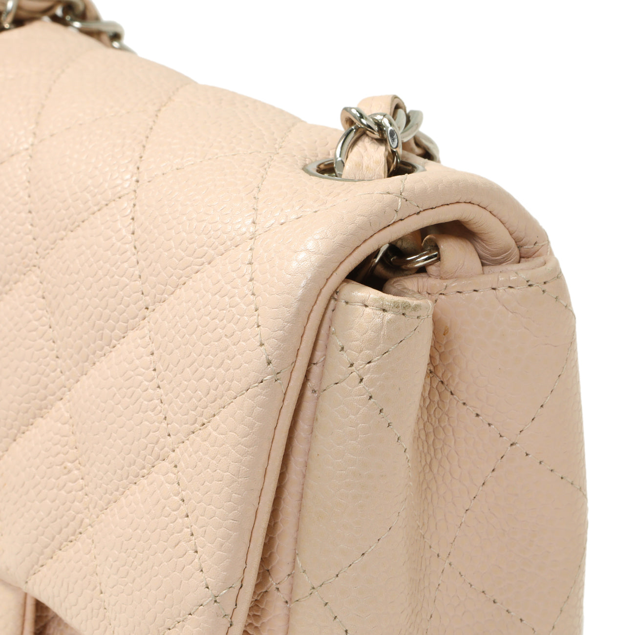 Exclusive Chanel Light Pink Quilted Caviar Mini Square Flap — Alternate View 12