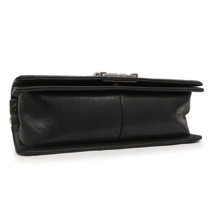 Exclusive Chanel Black Quilted Iridescent Calfskin Embellished Double Stitch Medium Boy Bag — Back View