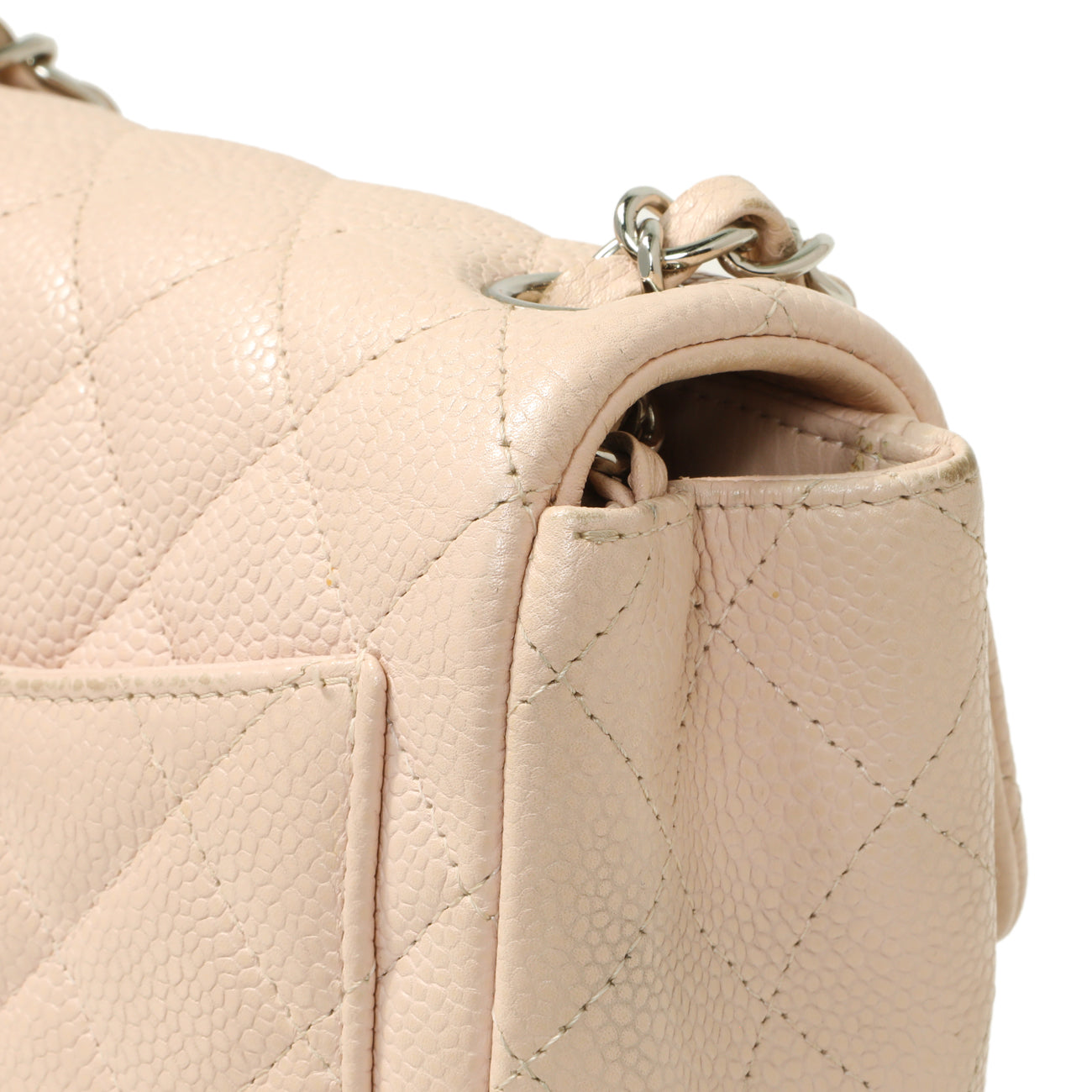 Exclusive Chanel Light Pink Quilted Caviar Mini Square Flap — Alternate View 14