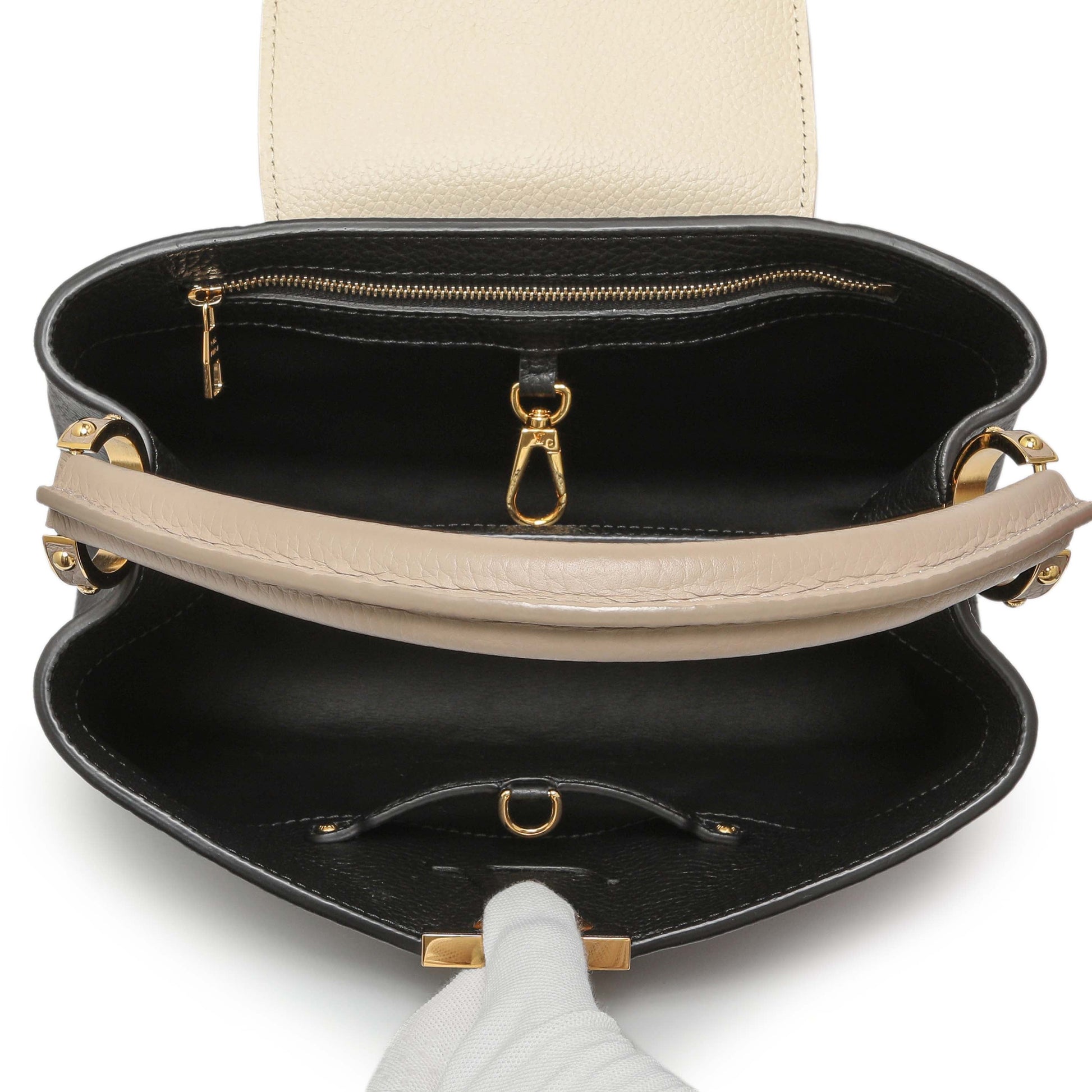 Exclusive Louis Vuitton Black Taurillon Flower Chain Capucines MM — Top View