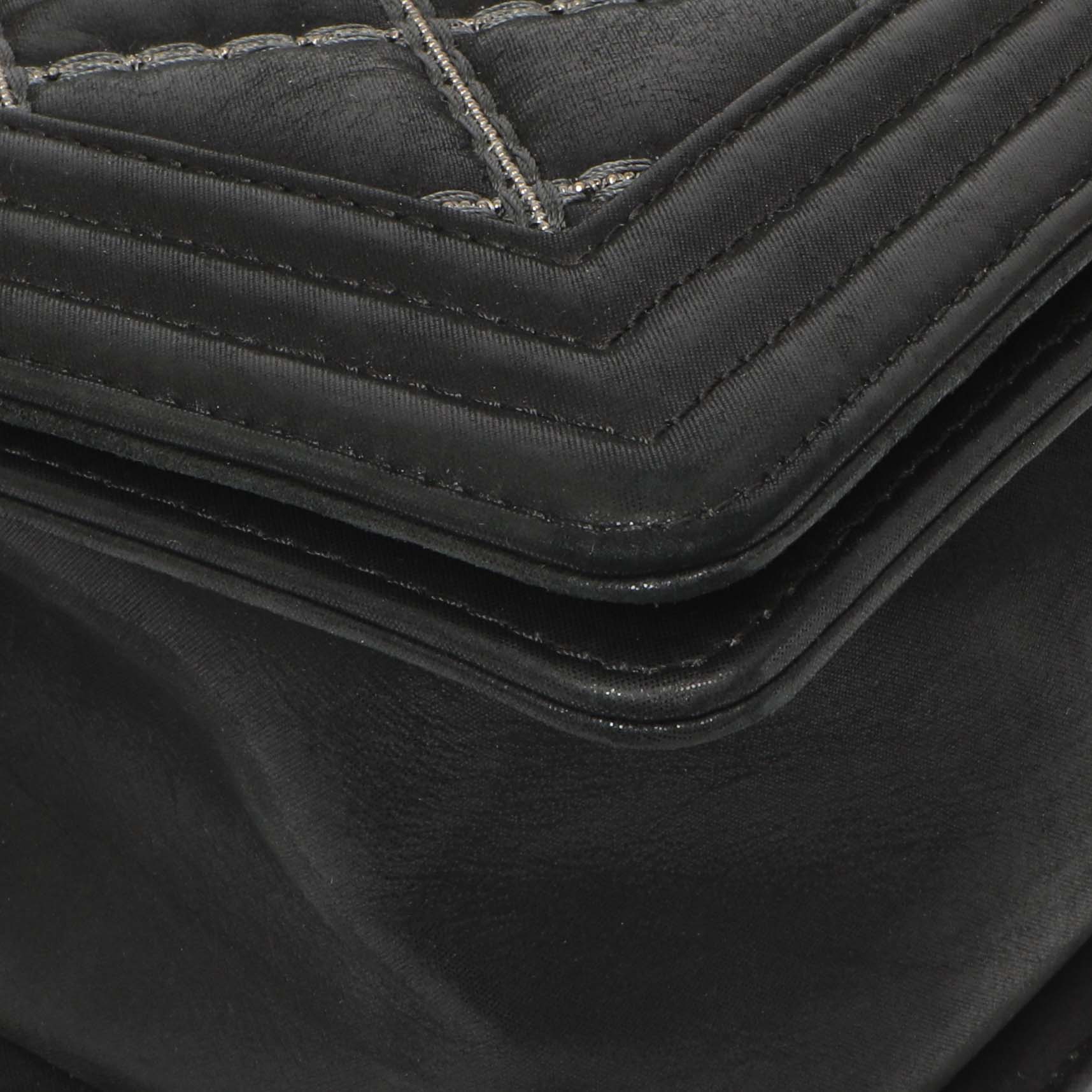 Exclusive Chanel Black Quilted Iridescent Calfskin Embellished Double Stitch Medium Boy Bag — Top View