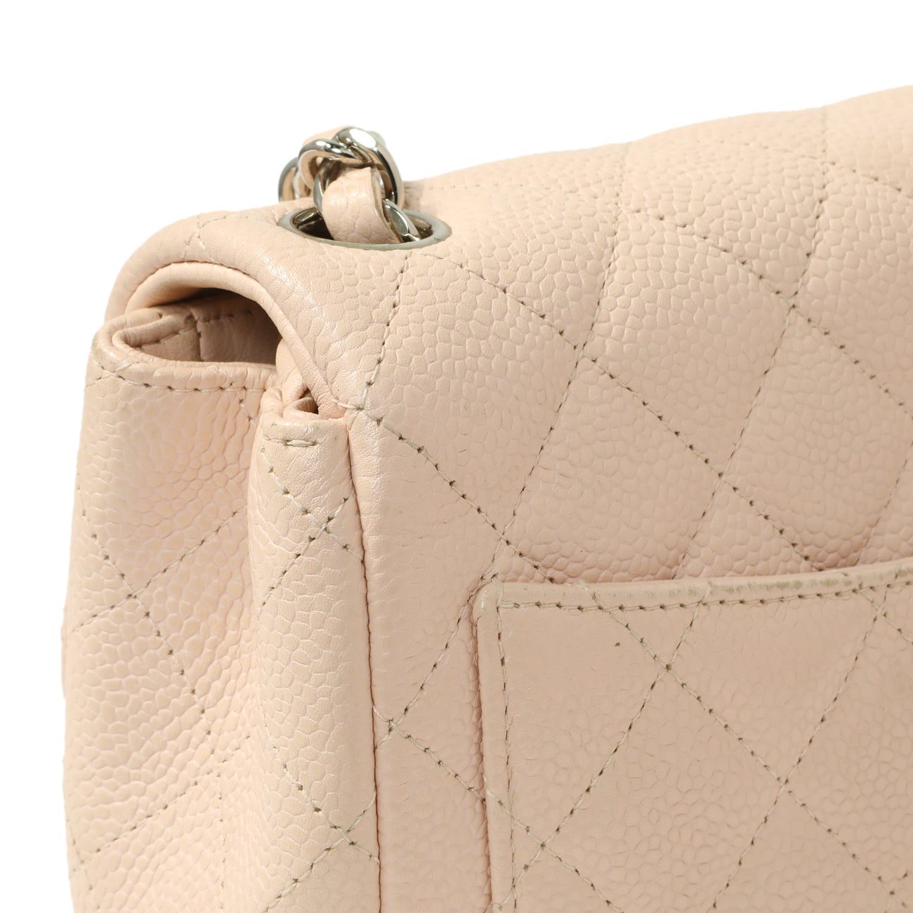 Exclusive Chanel Light Pink Quilted Caviar Mini Square Flap — Alternate View 13