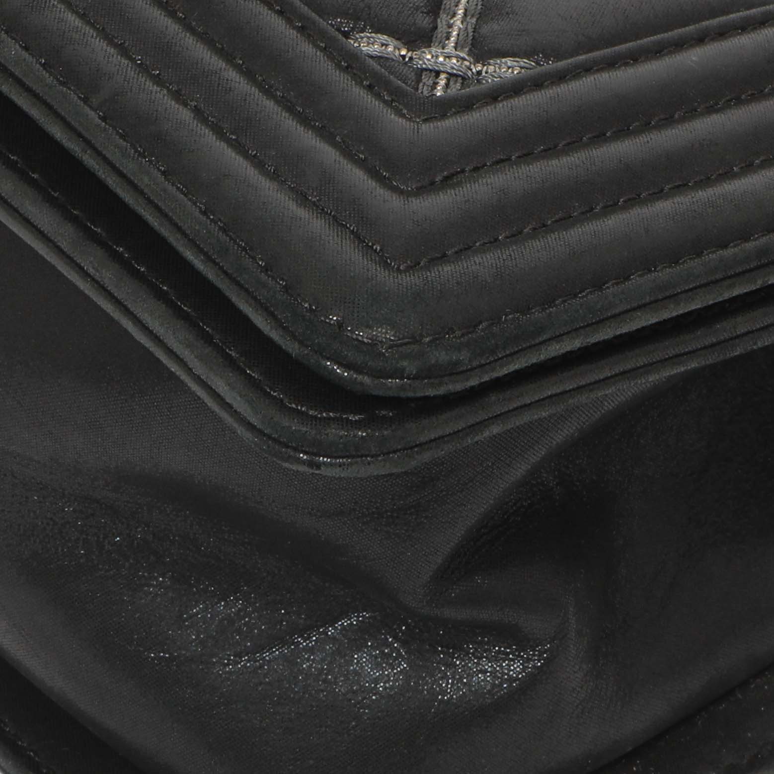 Exclusive Chanel Black Quilted Iridescent Calfskin Embellished Double Stitch Medium Boy Bag — Detail View