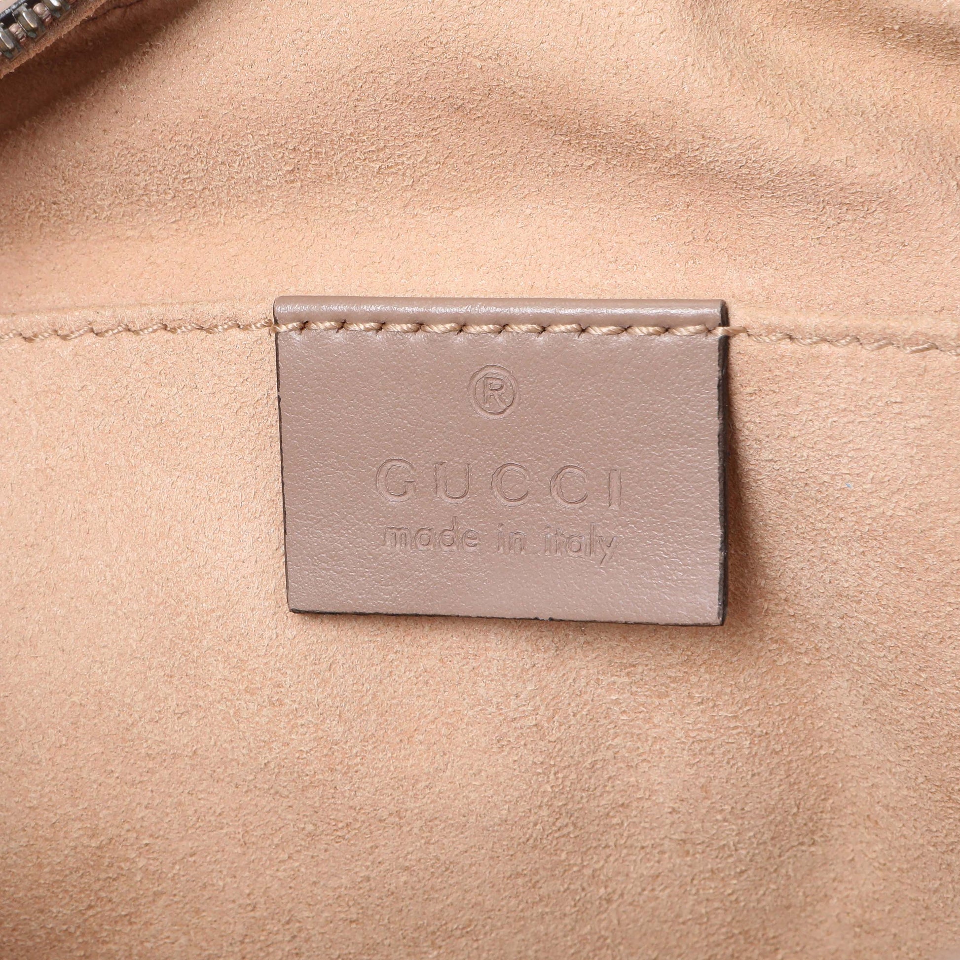 Exclusive Gucci Porcelain Rose Calfskin Matelasse Small GG Marmont Chain Shoulder Bag — Detail View