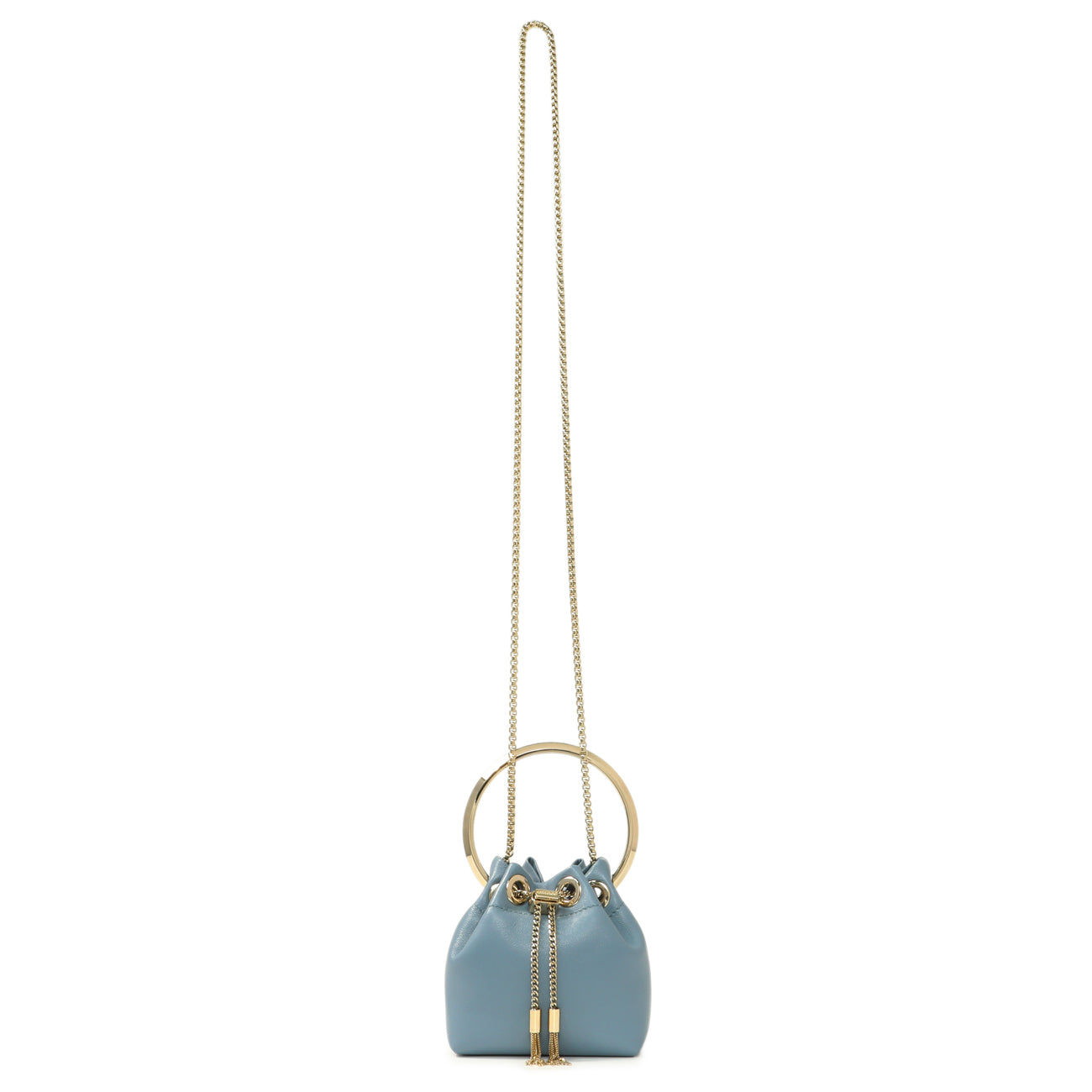 Exclusive Jimmy Choo Blue Lambskin Micro Bon Bon Bag — Front View