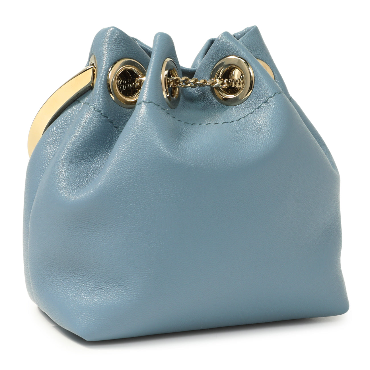 Exclusive Jimmy Choo Blue Lambskin Micro Bon Bon Bag — Back View