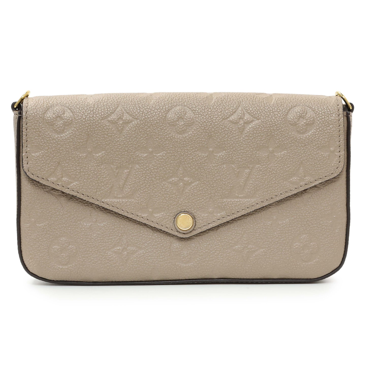 Exclusive Louis Vuitton Tourterelle Empreinte Pochette Felicie Chain Wallet — Side View