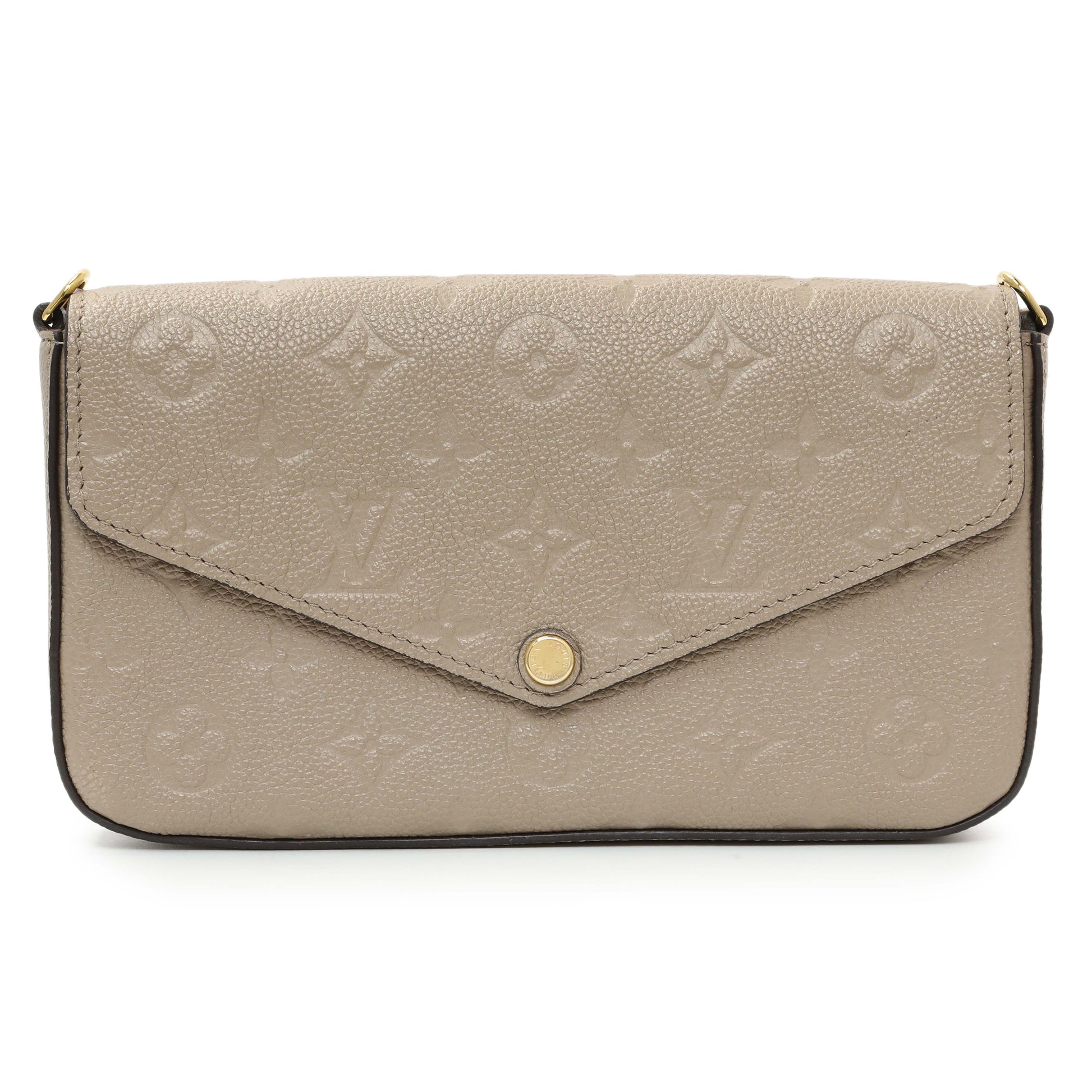 Exclusive Louis Vuitton Tourterelle Empreinte Pochette Felicie Chain Wallet — Side View