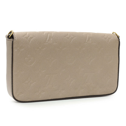Exclusive Louis Vuitton Tourterelle Empreinte Pochette Felicie Chain Wallet — Back View