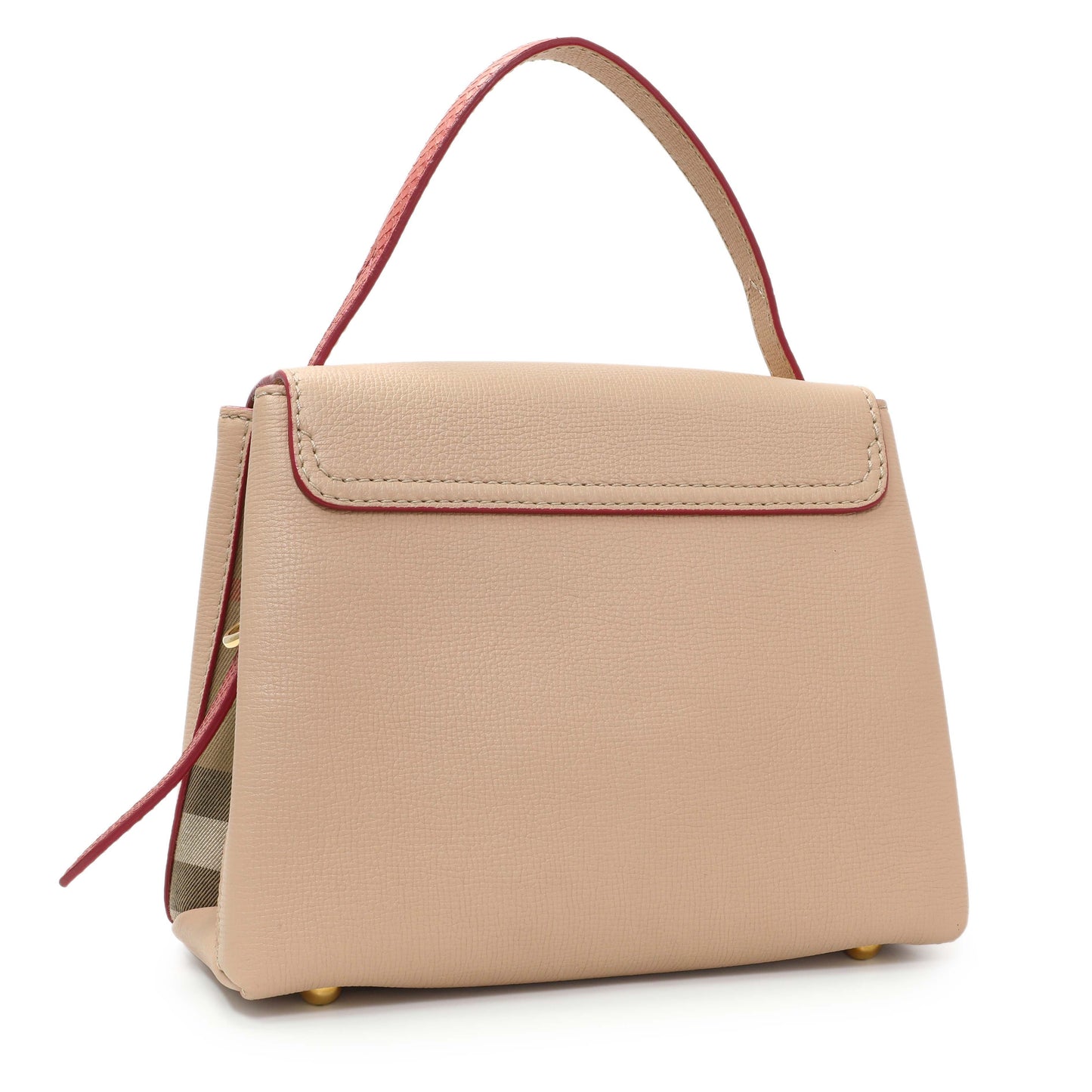 Exclusive Burberry Beige Red Derby Calfskin Snakeskin House Check Small Camberley — Side View
